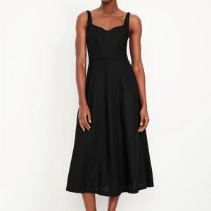 Old Navy Linen Blend Sweetheart Neckline Fit & Flare Black Maxi Dress